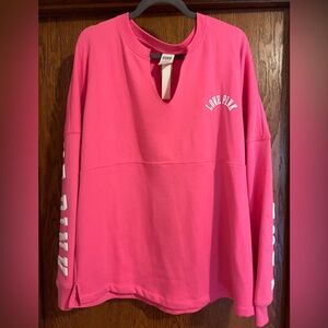 Victoria’s Secret PINK V-neck sweatshirt bright pink Puffy Lettering Oversized